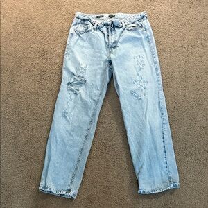 Women’s wild fable wide leg jeans with fold over waist size 14 distressed